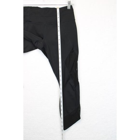 Athleta Mesh Capri Leggings Women S Black Drawstring Athleisure Fitness Yoga - Picture 6 of 15